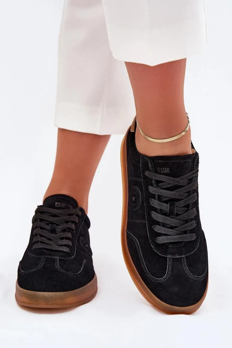 Zamszowe Sneakersy Damskie Big Star RR274851 HI-POLY SYSTEM Czarne