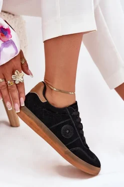 Zamszowe Sneakersy Damskie Big Star RR274851 HI-POLY SYSTEM Czarne