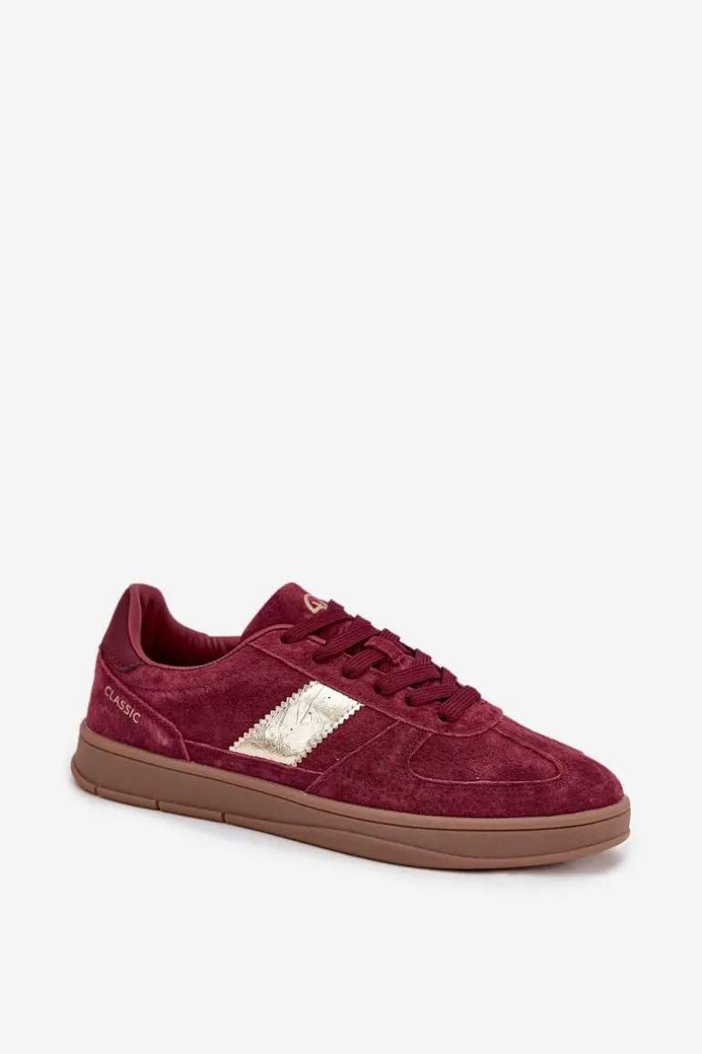 Zamszowe Sneakersy Damskie Vinceza 14029 Bordowe