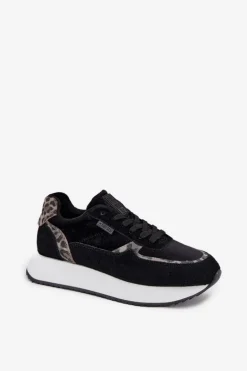 Zamszowe Sneakersy Damskie Big Star OO274A312 HI-POLY SYSTEM Czarne Panterka