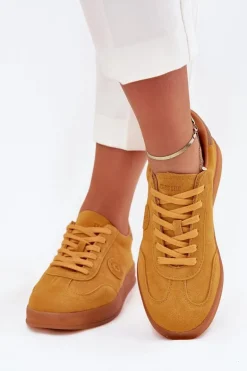 Zamszowe Sneakersy Damskie Big Star RR274846 HI-POLY SYSTEM Żółte