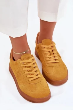 Zamszowe Sneakersy Damskie Big Star RR274846 HI-POLY SYSTEM Żółte