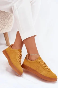 Zamszowe Sneakersy Damskie Big Star RR274846 HI-POLY SYSTEM Żółte
