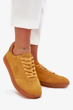 Zamszowe Sneakersy Damskie Big Star RR274846 HI-POLY SYSTEM Żółte
