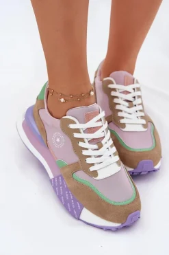 Zamszowe Sneakersy Damskie Na Platformie Big Star RR274815 HI-POLY SYSTEM Różowe