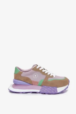 Zamszowe Sneakersy Damskie Na Platformie Big Star RR274815 HI-POLY SYSTEM Różowe