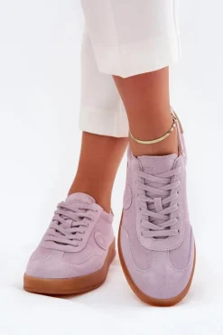 Zamszowe Sneakersy Damskie Big Star RR274850 HI-POLY SYSTEM Fioletowe