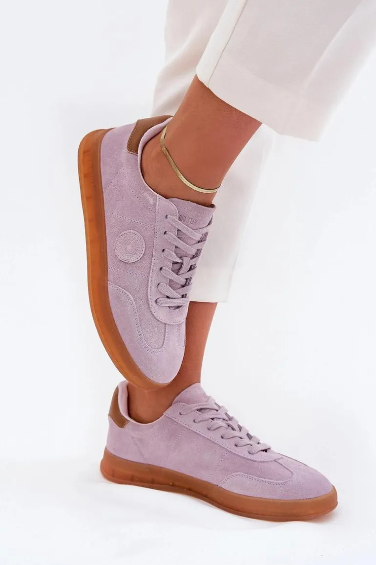 Zamszowe Sneakersy Damskie Big Star RR274850 HI-POLY SYSTEM Fioletowe