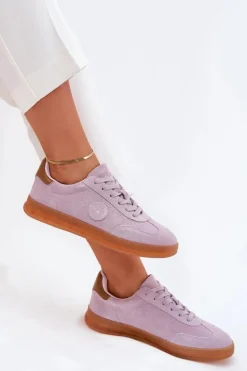 Zamszowe Sneakersy Damskie Big Star RR274850 HI-POLY SYSTEM Fioletowe