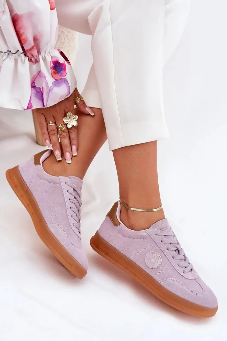 Zamszowe Sneakersy Damskie Big Star RR274850 HI-POLY SYSTEM Fioletowe