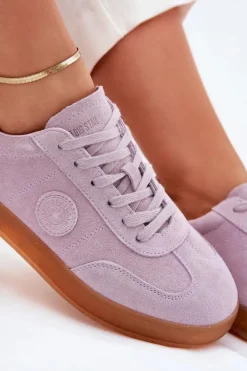 Zamszowe Sneakersy Damskie Big Star RR274850 HI-POLY SYSTEM Fioletowe