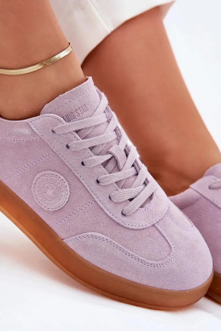 Zamszowe Sneakersy Damskie Big Star RR274850 HI-POLY SYSTEM Fioletowe