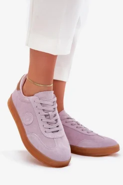 Zamszowe Sneakersy Damskie Big Star RR274850 HI-POLY SYSTEM Fioletowe