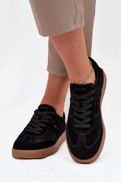 Zamszowe Sneakersy Damskie Big Star SS274673 HI-POLY SYSTEM Czarne