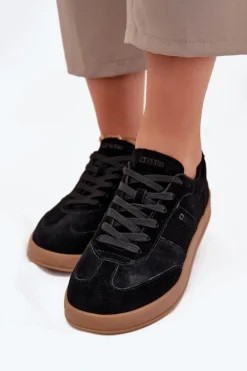 Zamszowe Sneakersy Damskie Big Star SS274673 HI-POLY SYSTEM Czarne