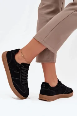 Zamszowe Sneakersy Damskie Big Star SS274673 HI-POLY SYSTEM Czarne
