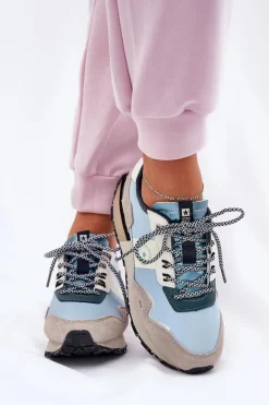 Zamszowe Sneakersy Damskie Big Star RR274245 HI-POLY SYSTEM Szaro-Niebieskie