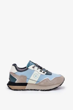 Zamszowe Sneakersy Damskie Big Star RR274245 HI-POLY SYSTEM Szaro-Niebieskie