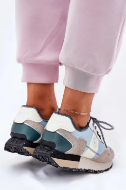 Zamszowe Sneakersy Damskie Big Star RR274245 HI-POLY SYSTEM Szaro-Niebieskie