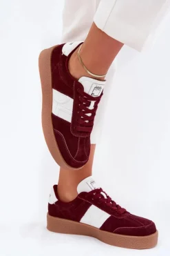 Zamszowe Sneakersy Damskie Daniel Lopez Just Dare SS2D4023 Bordowe