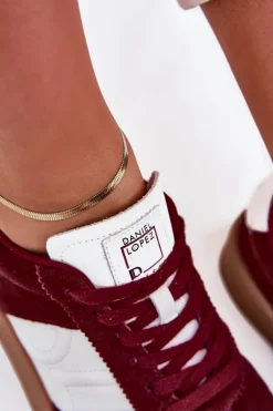 Zamszowe Sneakersy Damskie Daniel Lopez Just Dare SS2D4023 Bordowe