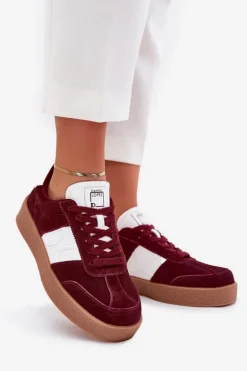 Zamszowe Sneakersy Damskie Daniel Lopez Just Dare SS2D4023 Bordowe