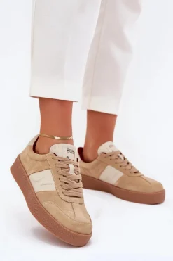 Zamszowe Sneakersy Damskie Daniel Lopez Just Dare SS2D4022 Beżowe