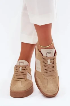 Zamszowe Sneakersy Damskie Daniel Lopez Just Dare SS2D4022 Beżowe