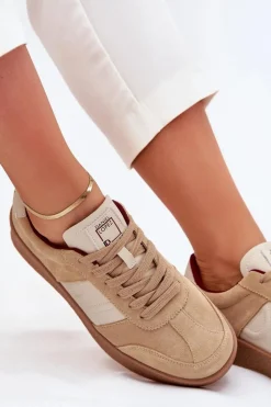 Zamszowe Sneakersy Damskie Daniel Lopez Just Dare SS2D4022 Beżowe