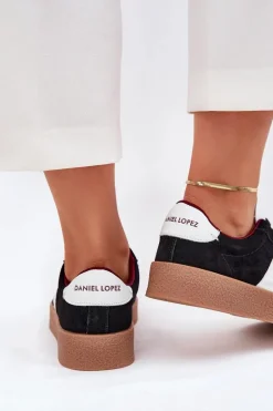 Zamszowe Sneakersy Damskie Daniel Lopez Just Dare SS2D4021 Czarne