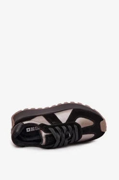 Zamszowe Sneakersy Damskie Ocieplane Na Platformie Big Star OO274A217 HI-POLY SYSTEM Czarne