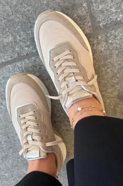 Zamszowe Sneakersy Damskie Na Platformie Big Star RR274A345 HI-POLY SYSTEM Ciemnobeżowe