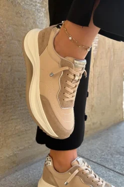 Zamszowe Sneakersy Damskie Na Platformie Big Star RR274A345 HI-POLY SYSTEM Ciemnobeżowe