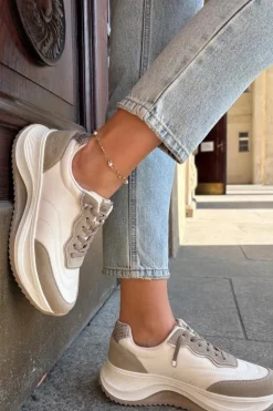 Zamszowe Sneakersy Damskie Na Platformie Big Star RR274A344 HI-POLY SYSTEM Beżowe