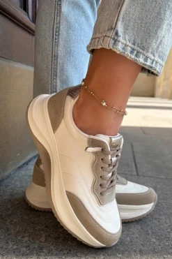 Zamszowe Sneakersy Damskie Na Platformie Big Star RR274A344 HI-POLY SYSTEM Beżowe