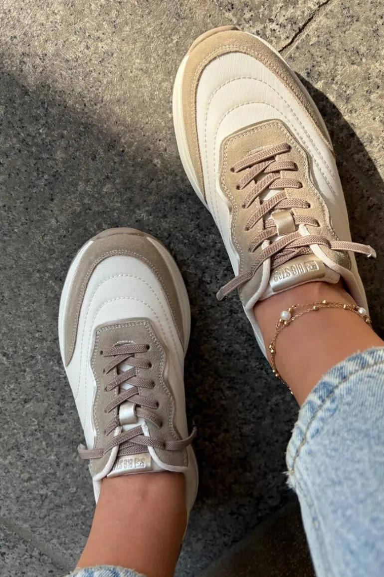 Zamszowe Sneakersy Damskie Na Platformie Big Star RR274A344 HI-POLY SYSTEM Beżowe