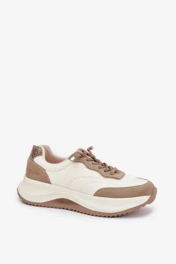 Zamszowe Sneakersy Damskie Na Platformie Big Star RR274A344 HI-POLY SYSTEM Beżowe