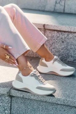 Zamszowe Sneakersy Damskie Na Platformie Big Star RR274A344 HI-POLY SYSTEM Beżowe