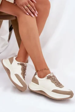 Zamszowe Sneakersy Damskie Na Platformie Big Star RR274A344 HI-POLY SYSTEM Beżowe