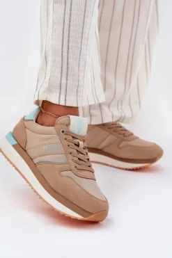 Zamszowe Sneakersy Damskie Big Star RR274A048 HI-POLY SYSTEM Ciemnobeżowe