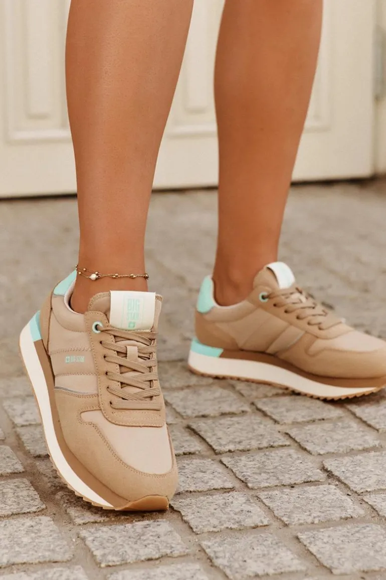 Zamszowe Sneakersy Damskie Big Star RR274A048 HI-POLY SYSTEM Ciemnobeżowe