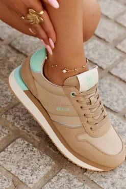 Zamszowe Sneakersy Damskie Big Star RR274A048 HI-POLY SYSTEM Ciemnobeżowe