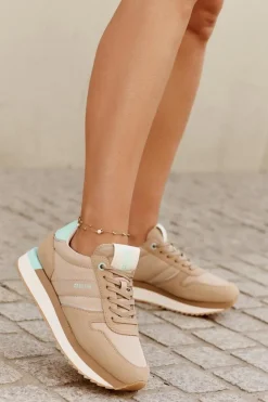 Zamszowe Sneakersy Damskie Big Star RR274A048 HI-POLY SYSTEM Ciemnobeżowe