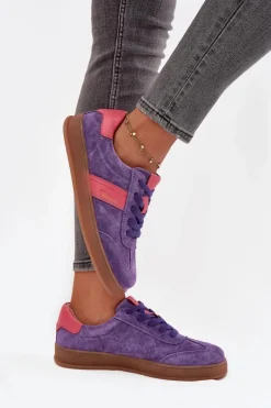 Zamszowe Sneakersy Damskie Vinceza 79576 Fioletowe