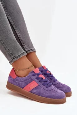 Zamszowe Sneakersy Damskie Vinceza 79576 Fioletowe
