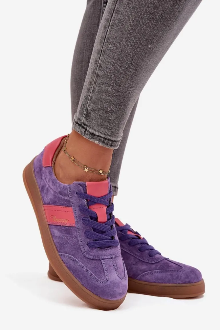 Zamszowe Sneakersy Damskie Vinceza 79576 Fioletowe