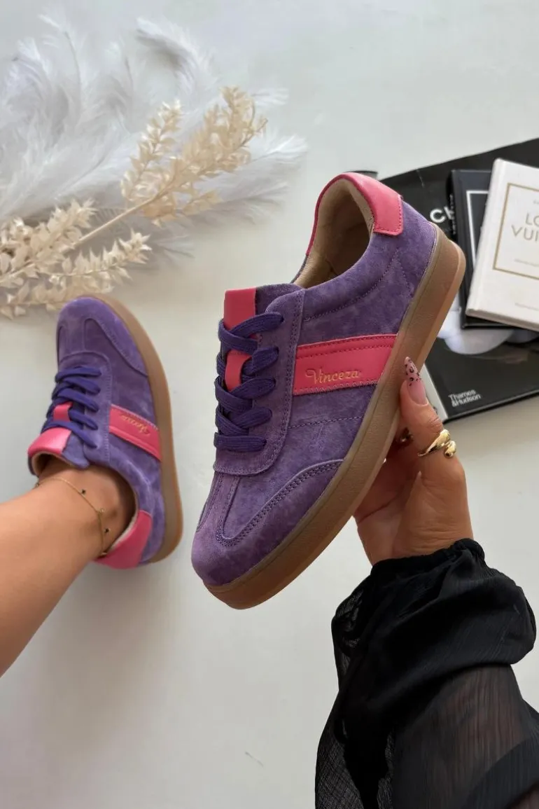 Zamszowe Sneakersy Damskie Vinceza 79576 Fioletowe