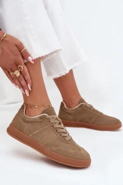 Zamszowe Sneakersy Damskie Big Star SS274675 HI-POLY SYSTEM Beżowe