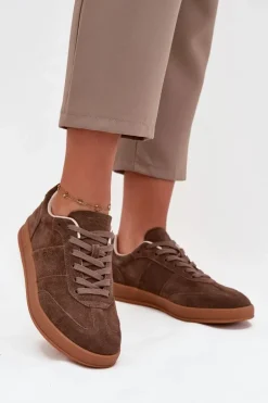 Zamszowe Sneakersy Damskie Big Star SS274676 HI-POLY SYSTEM Brązowe