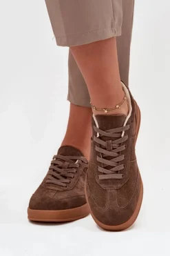 Zamszowe Sneakersy Damskie Big Star SS274676 HI-POLY SYSTEM Brązowe